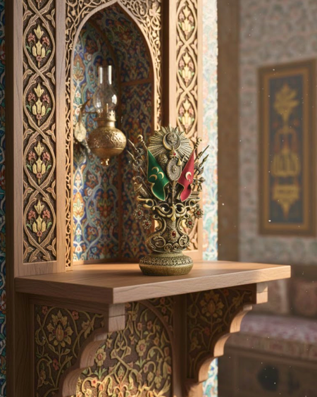 Büyük Boy Kabartmalı Osmanlı Arması - Özel Tasarım Makam ve Ofis Hediyesi - Dekoratif Salon Objesi